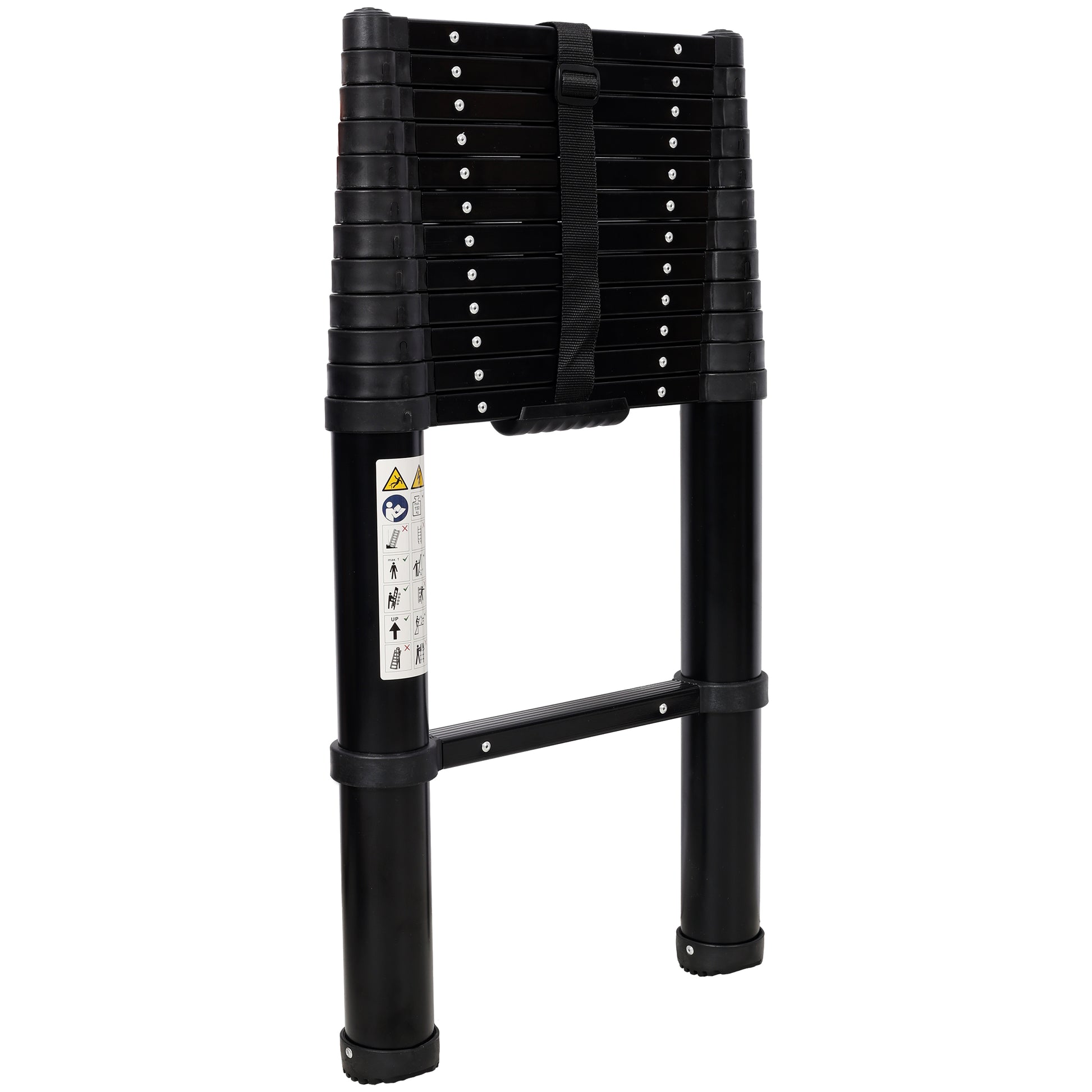 12.5FT Telescopic Ladder Aluminum Ladder with Non-Slip Feet, Slow Down Safety Function Portable Extension Ladder for Household and Outdoor Working, 330lb Capacity Black image 4