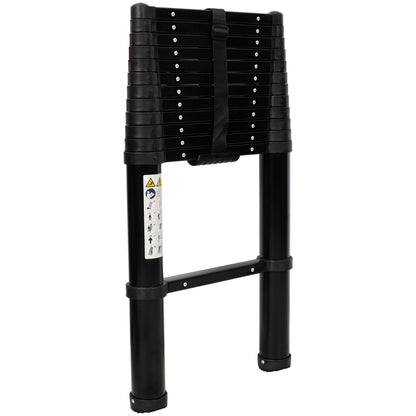 12.5FT Telescopic Ladder Aluminum Ladder with Non-Slip Feet, Slow Down Safety Function Portable Extension Ladder for Household and Outdoor Working, 330lb Capacity Black image 4