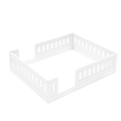 Wood Full Size Platform Bed with Guardrail, White image 9