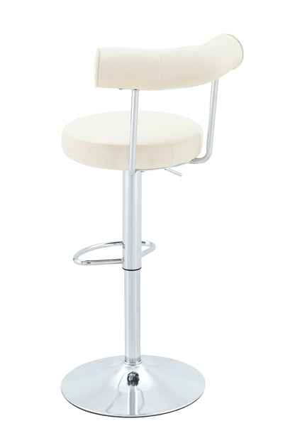 Soft Velvet Upholstered Swivel Adjustable Bar Chair with Chrome Silver Legs - Dining Room Living Room Bar Cafe Reception Desk Bar Stool(Off White, Set of 2) image 10