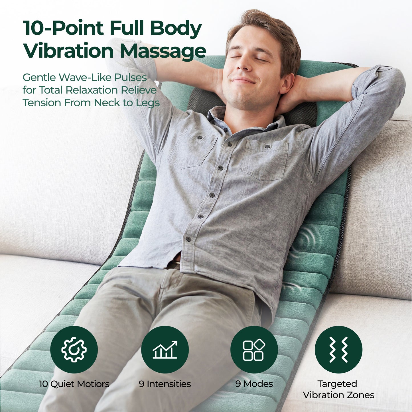 Full Body Massage Mat with Heat, Electric Back Massage pad with Vibration Motors, Back Massager for Pain Relief,Gift image 2