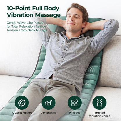 Full Body Massage Mat with Heat, Electric Back Massage pad with Vibration Motors, Back Massager for Pain Relief,Gift image 2