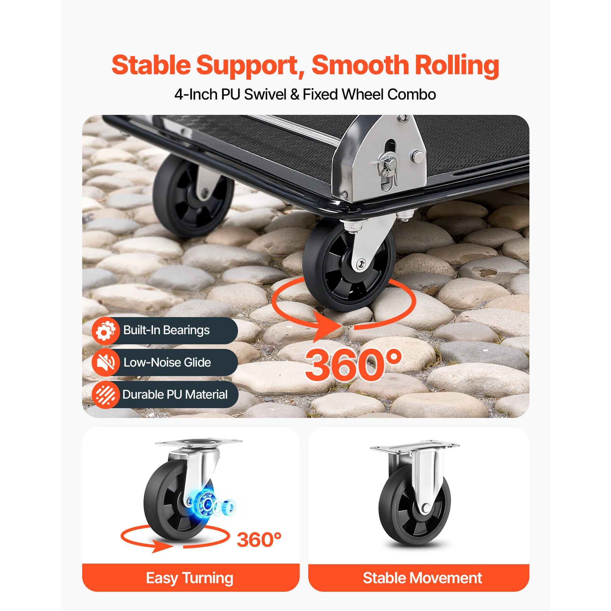 Foldable Push Cart Dolly, 700 lbs, Heavy Duty Platform Hand Truck with Wheels, High-Strength Steel, 2 Tier Moving Flatbed Cart, for Warehouse, Garage, Workshop, Office, 28.7 x 18.5 x 32.3 in image 10
