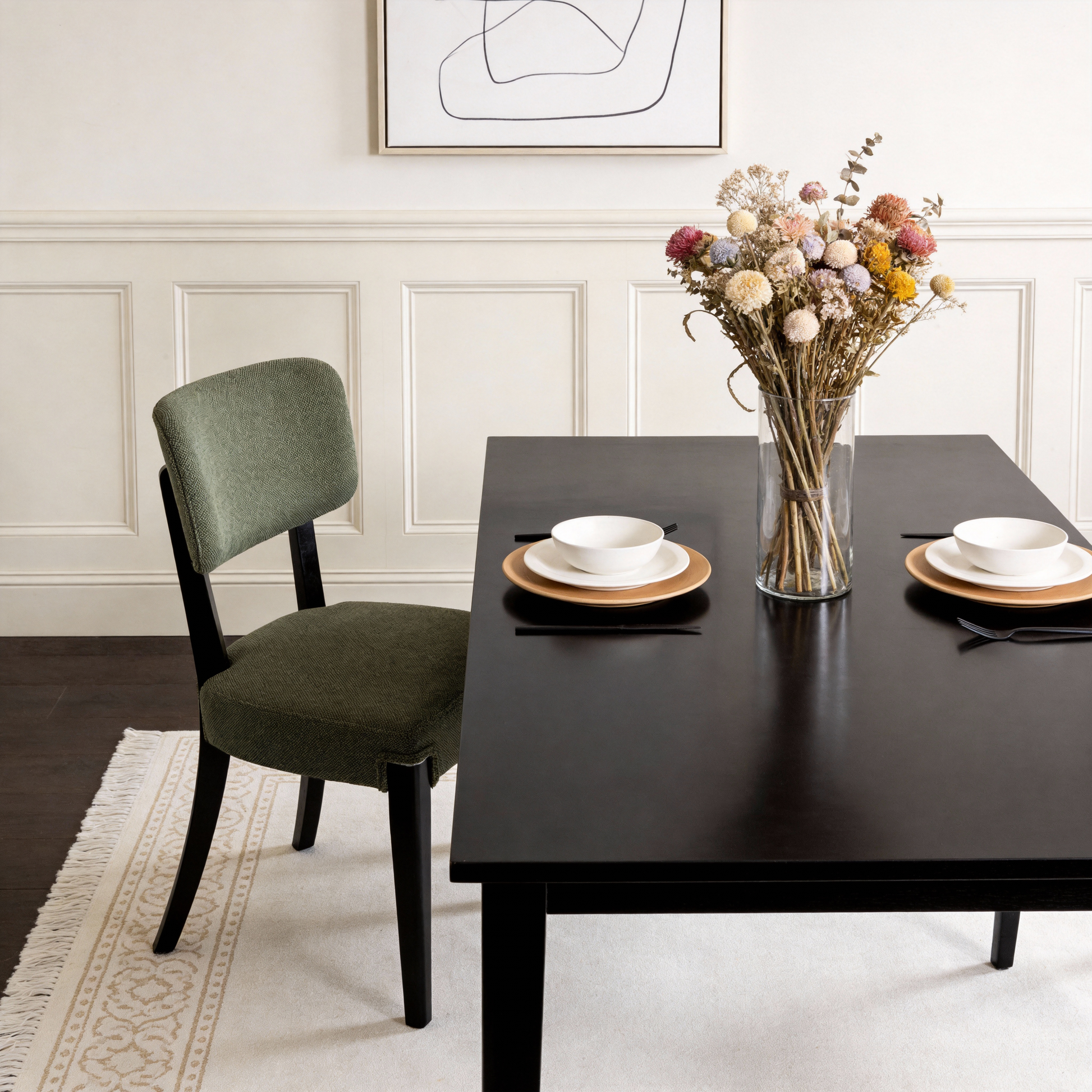 Modern Armless Dining Chairs Set of 2, Green, Contemporary Side Chairs with Wood Legs - Versatile Accent Chairs for Dining Room, Kitchen, or Living Room image 10
