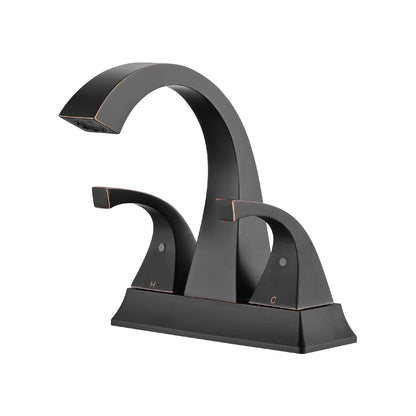 Two Handle 4 Inch Centerset Bathroom Sink Faucet with Pop-Up Drain, Oil rubbed bronze image 2