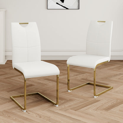 Modern Dining Chairs with Faux Leather Padded Seat Dining Living Room Chairs Upholstered Chair with gold Metal Legs Design for Kitchen, Living, Bedroom, Dining Room Side Chairs Set of 2 image 1