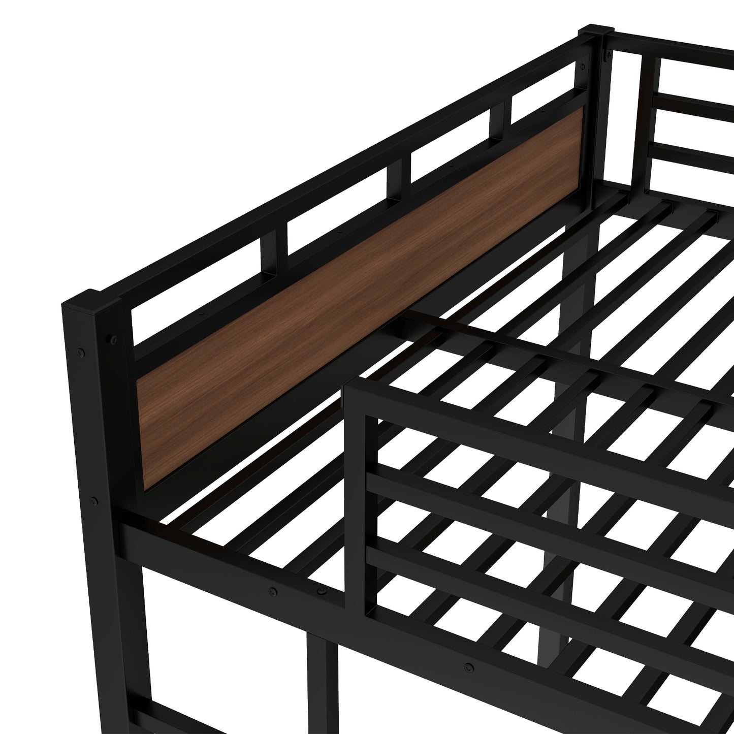 Queen over Queen Metal Bunk Bed/Metal Loft Bed,Separable Bunk Beds,with raised security fence,Walnut Color image 12