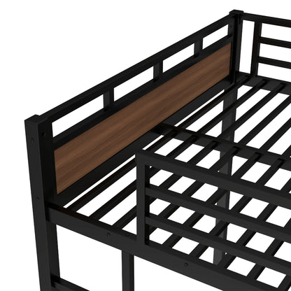 Queen over Queen Metal Bunk Bed/Metal Loft Bed,Separable Bunk Beds,with raised security fence,Walnut Color image 12