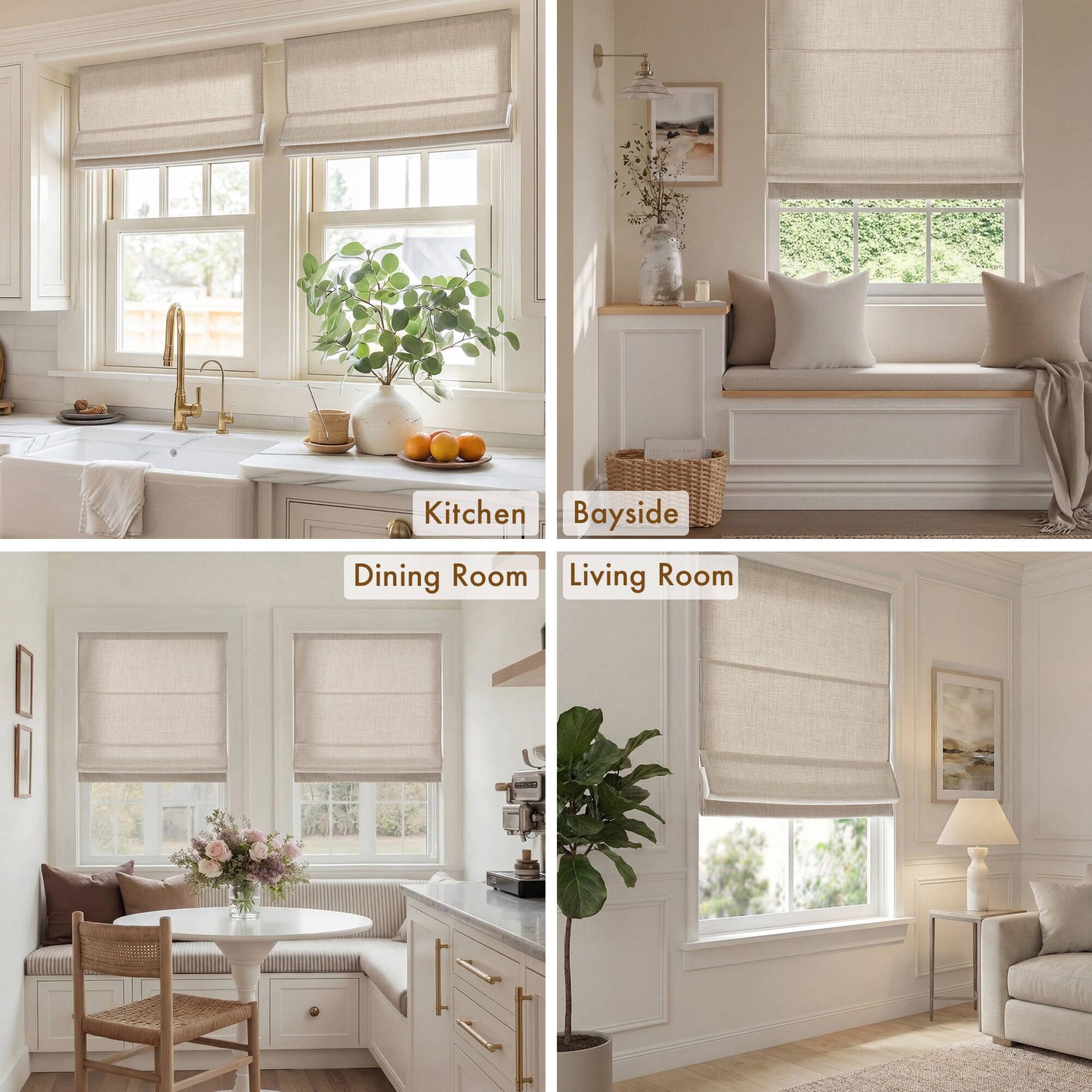 1 Piece 35x64" Room Darkening Cordless Roman Shade,Neutral image 6
