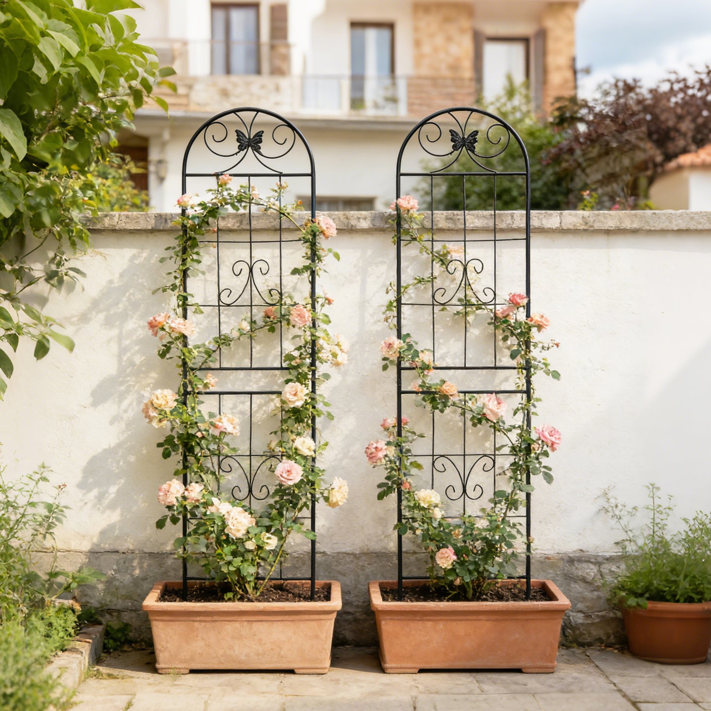 2 Pack Metal Garden Trellis 86.7" x 19.7" Rustproof Trellis for Climbing Plants Outdoor Flower Support Black image 1