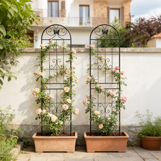 2 Pack Metal Garden Trellis 86.7" x 19.7" Rustproof Trellis for Climbing Plants Outdoor Flower Support Black image 1