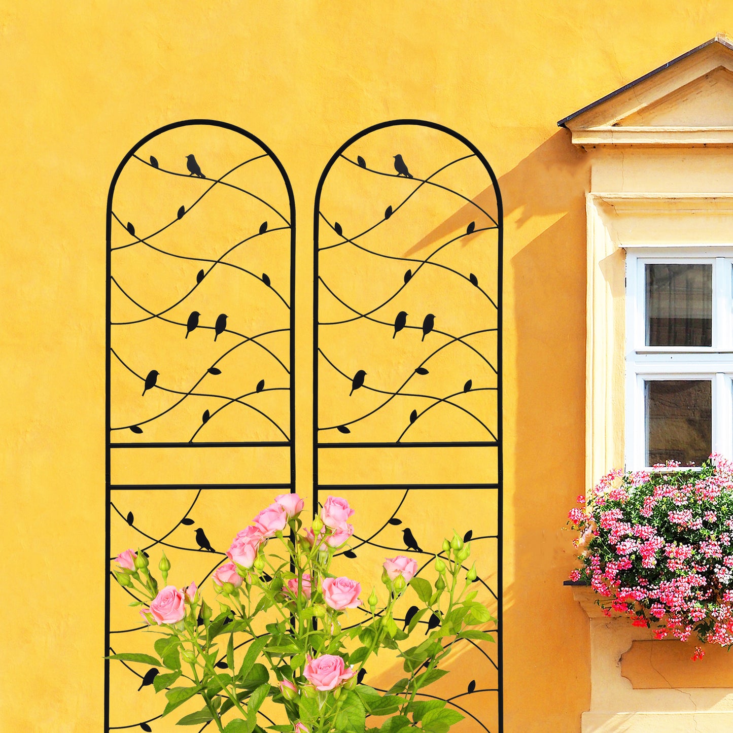 4 Pack Metal Garden Trellis 71" x 19.7" Rustproof Trellis for Climbing Plants Outdoor Flower Support Bird Deco Black image 8