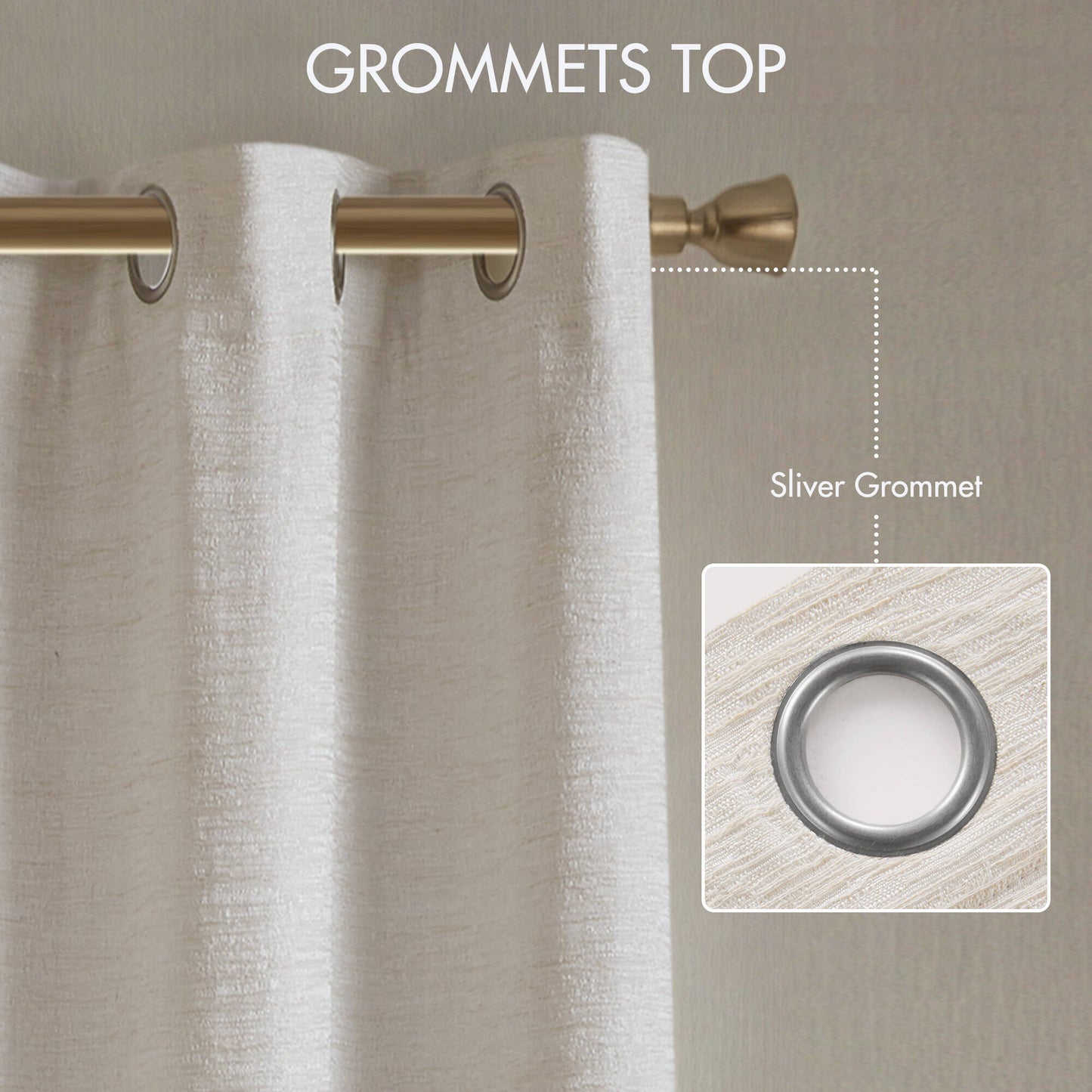 2 Pieces 52x84" 100% Polyester Total Blackout Window Panel,White image 10