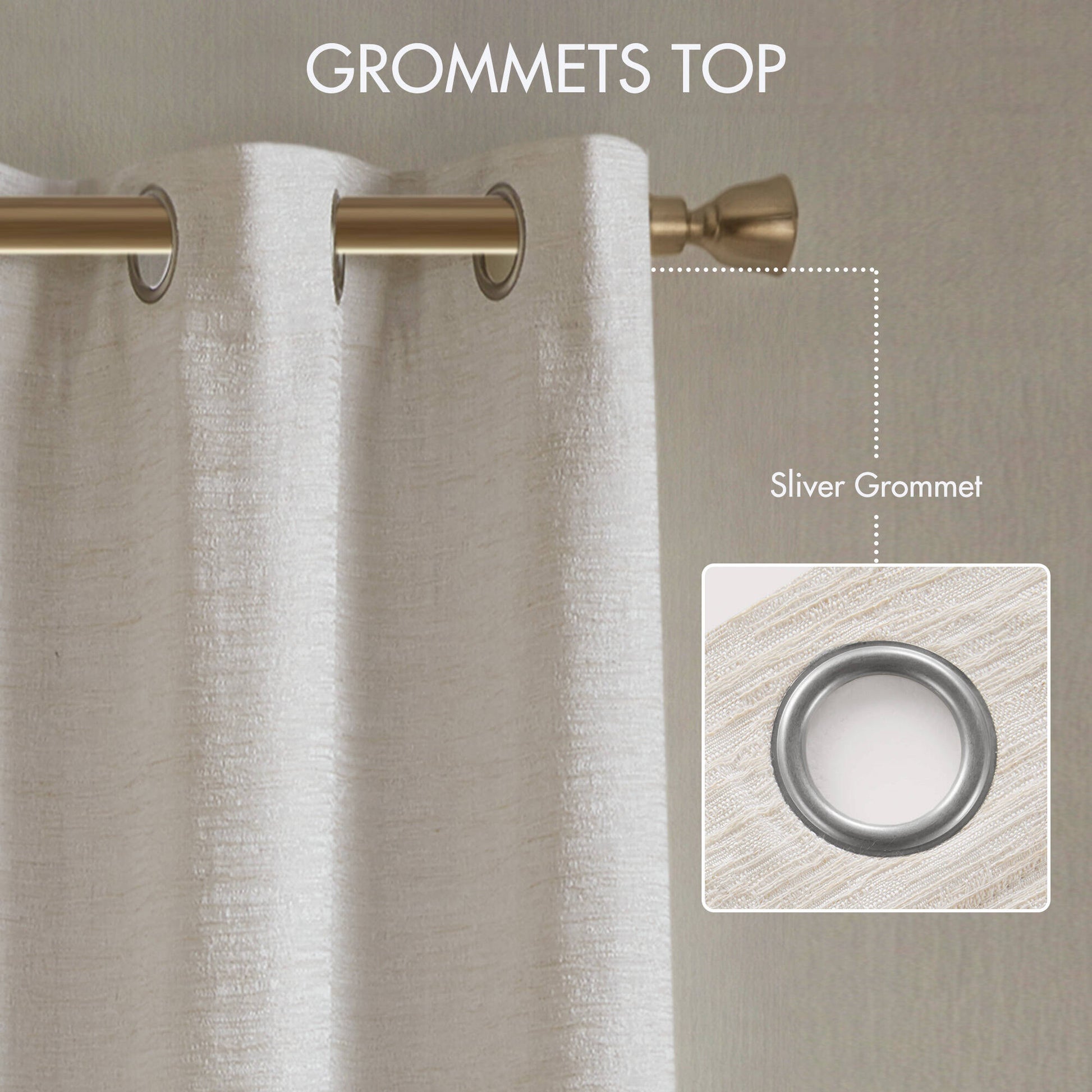 2 Pieces 52x84" 100% Polyester Total Blackout Window Panel,White image 10