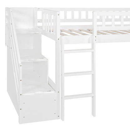 Stairway Twin Size Loft Bed with Two Drawers and Slide, White(OLD SKU:LT000515AAK-1) image 5