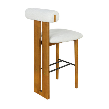 Renee Indoor Wooden Upholstered Barstool, Walnut Finished and Ivory Upholstery, Set of 2 image 7