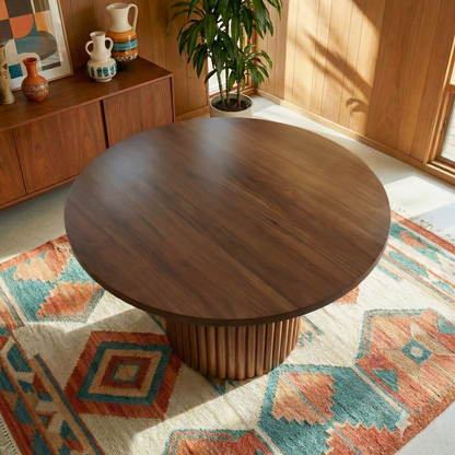 Merlin Solid Wood Walnut Round Dining Table image 2