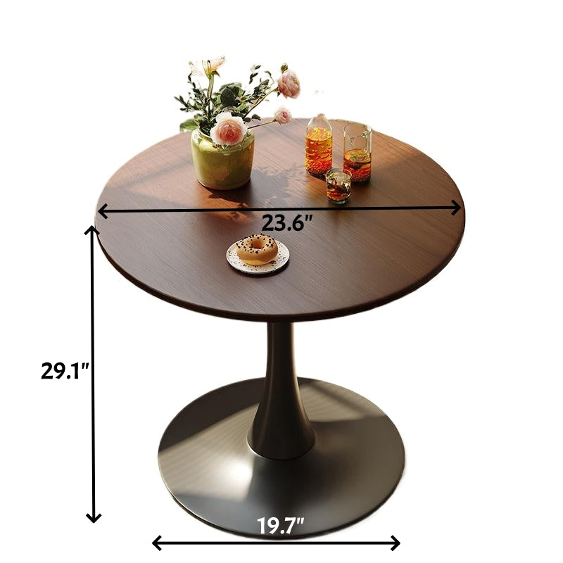 Walnut Round Table, Modern Dining Table, Dining Table, MDF Top and Steel Base Tulip Round Kitchen Table, Kitchen Table, Mid Century Coffee Table for Living Room 24 Inch, Oval Dining Table image 4