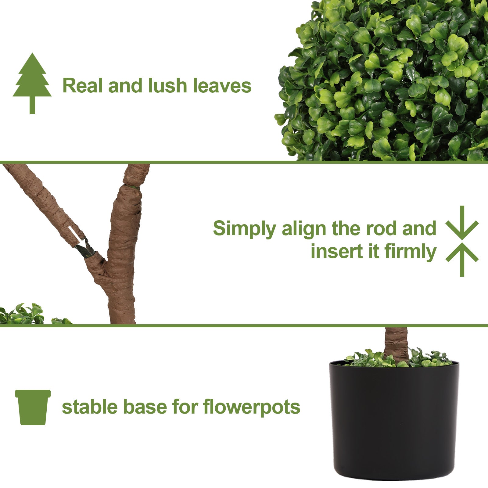 4FT Tall Artificial Boxwood Topiary Tree Large Faux Green Plant in Pot for Indoor Outdoor Patio Porch Garden Decoration, 1pc/set image 5