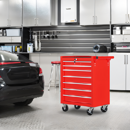 Rolling Tool Chest with 7-Drawer Tool Box with Wheels Multifunctional Tool Cart Mechanic Tool Storage Cabinet for Garage, Warehouse, Workshop, Repair Shop image 1
