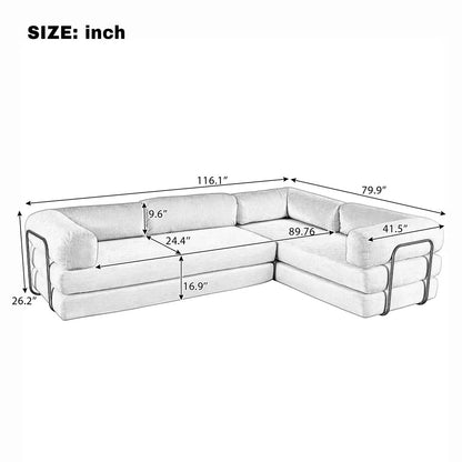 U_Style L-Shaped Modular Sofa Bed in Corduroy Fabric, Ideal for Living Rooms and Apartments(old sku:WY000463AAC) image 4