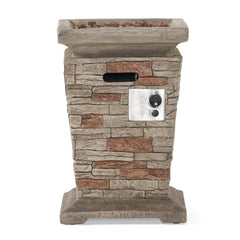 Outdoor 19.50" MGO Fire Column - 40,000 BTU, Natural Stone (Tank Inside)