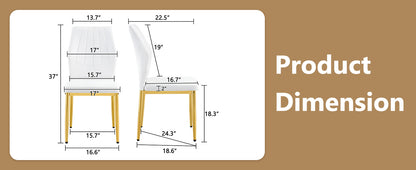 Set of 4 Gold - and - White Dining Chairs, 37 inches High: Ergonomic PU Backrest, Combines Comfort and Style.Perfectly blends comfort and elegance, Injecting more comfort and style into dining time. image 7