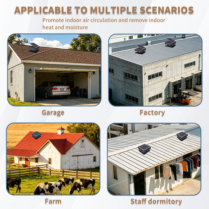 12" Solar Roof Vent Fan,40W Dual Power Attic Exhaust Fan with 3-Speed Remote & 25°C Auto Start,1200 CFM,MPPT Controller Solar Ventilator image 6