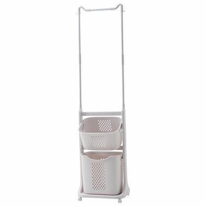 2-Tier Laundry Hamper Sorter with Hanging Bar, Rolling Laundry Baskets with Wheels Removable, Stackable Laundry Cart Organizer and Storage for Small Space, Dorm, Closet, Bathroom image 8