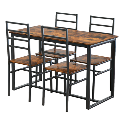 5 Piece Metal and Wood Indoor Modern Dinning Table Furniture Set for 4, Dining Table Chairs image 7