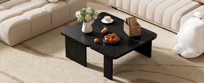 U-Can Modern Minimalist Coffee Table Set, Rectangle Coffee Table with Splicing Design, Multifunctional Combination Table for Living Room image 7