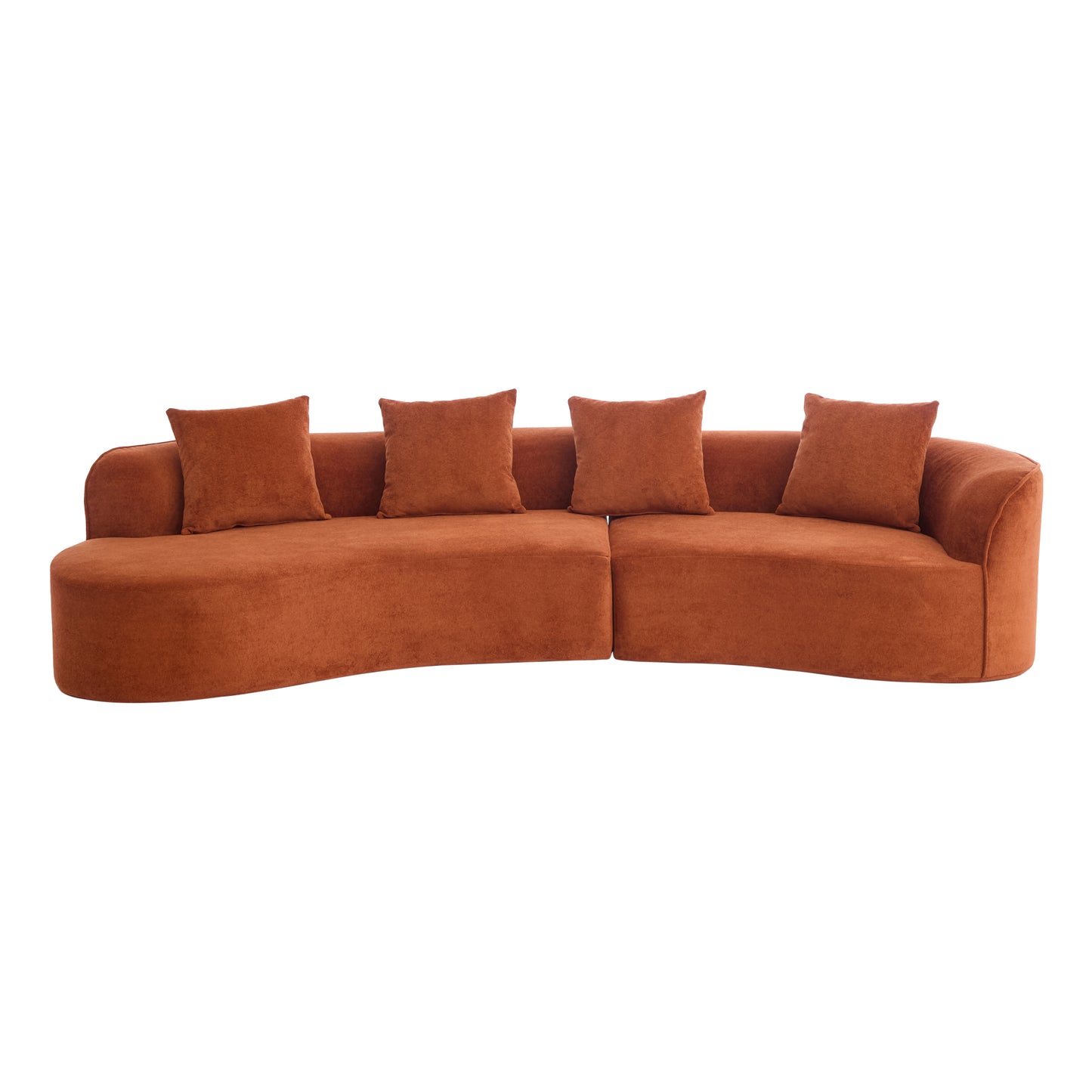 126" Curved Sectional Sofa (Dark Orange-D28 Full Foam) image 1