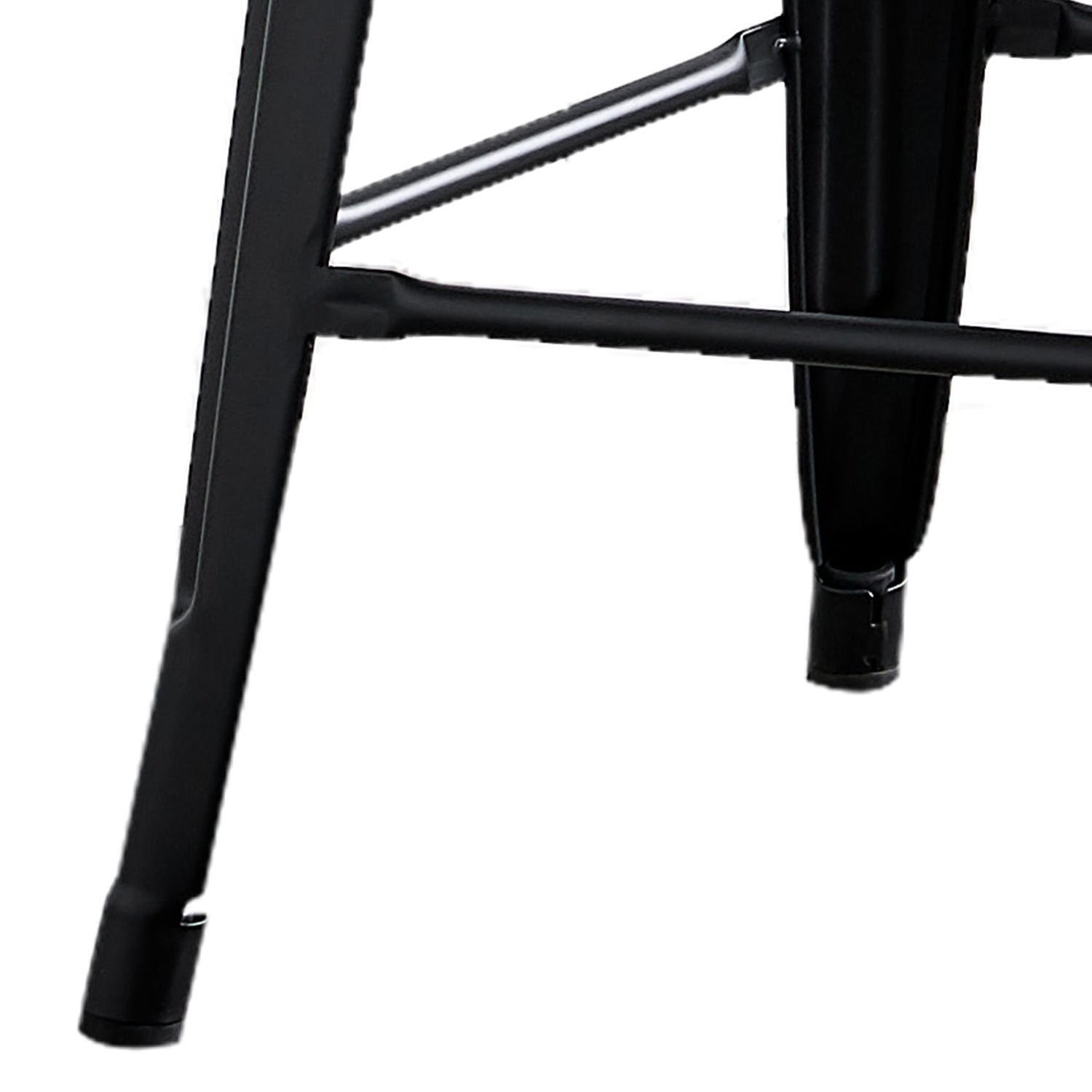 24"Metal Barstool,Country Rustic Style with Back, Kitchen Counter Bar Stool, Lightweight & Sturdy Build, Set of 4 -Matte Black image 4