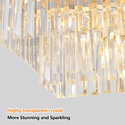 Chandeliers,Rectangular Crystal Chandelier Adjustable,E12 Modern Industrial Crystal Lights,Farmhouse Iron Ceiling Hanging Light for Kitchen Living Room Bedroom/Gold(Bulb Not Included) image 6