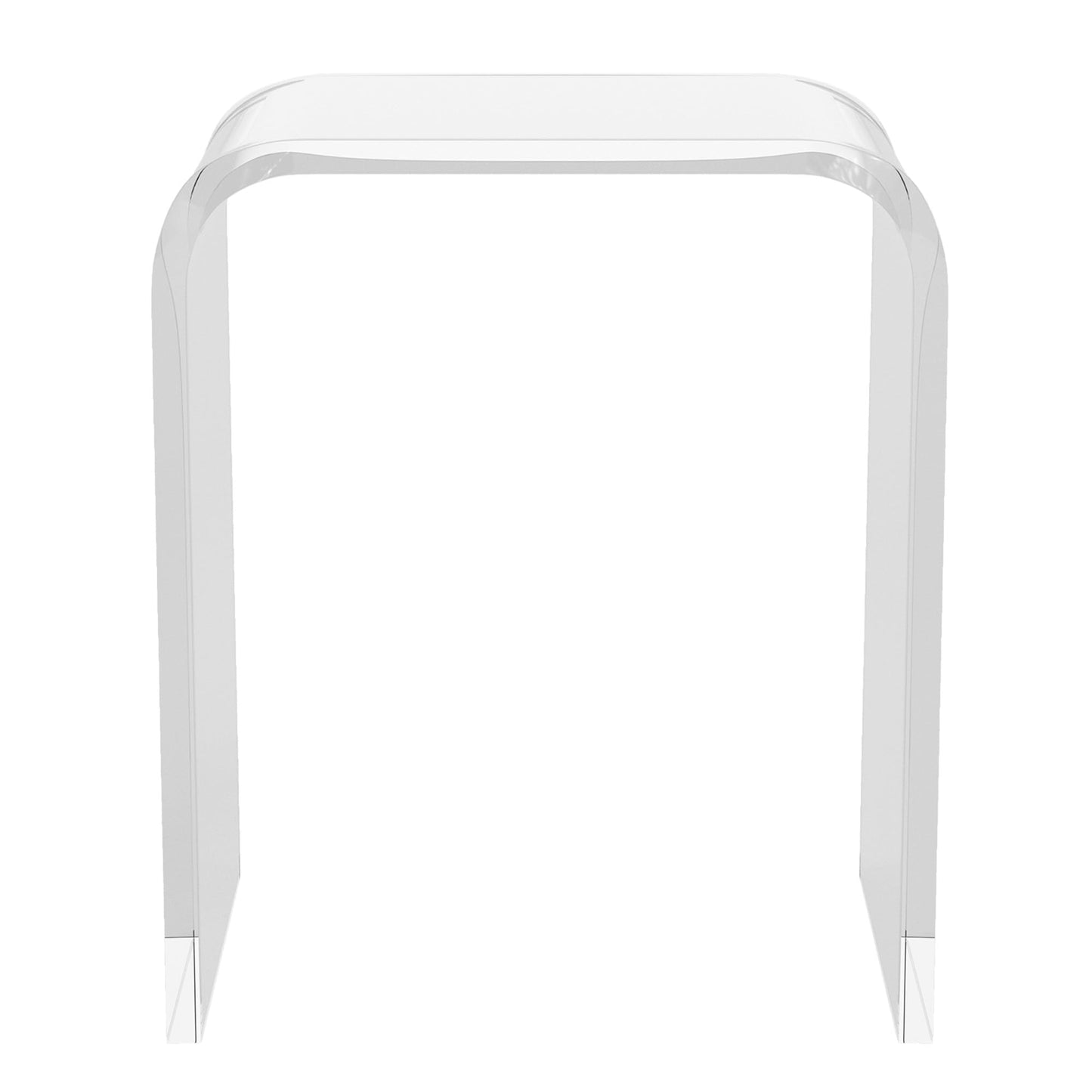 Acrylic End Table, Contemporary Square Nightstand and Side Table, Clear Lucite Coffee Table with Waterfall Edges for Small Living Room, Bathroom, Bedroom and Office image 4