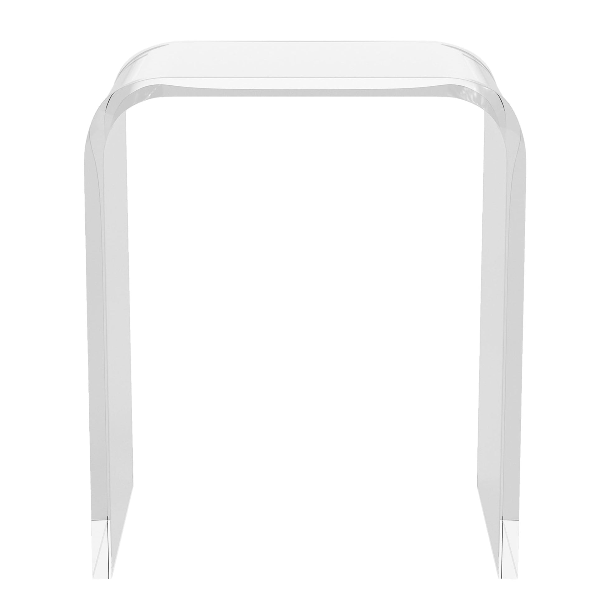 Acrylic End Table, Contemporary Square Nightstand and Side Table, Clear Lucite Coffee Table with Waterfall Edges for Small Living Room, Bathroom, Bedroom and Office image 4