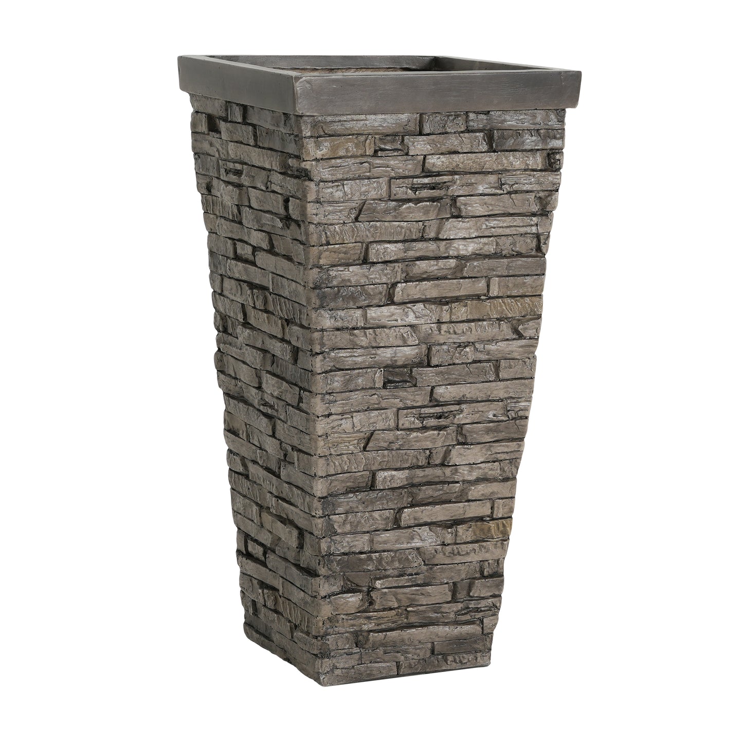 Tall Grey Stone-Effect MGO Planter - Indoor Outdoor Tall Square Plant Pot with Realistic Brick Texture, Weatherproof Heavy-Duty Container for Trees, Shrubs & Large Plants image 5