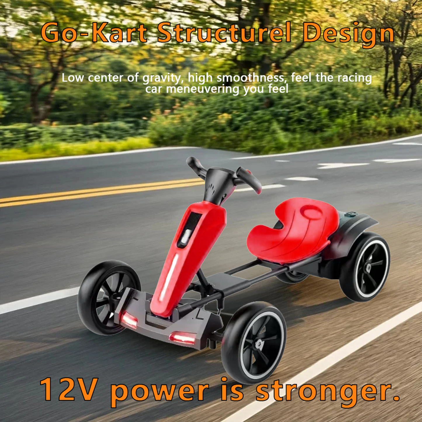 12V electric Kids Pedal Go Kart, Folder Go Kart, Outdoor Ride on Toy with Adjustable Seat, 4 Non-Slip EVA Wheels for Boys and Girls Aged 3-6 Years Old, Red image 10