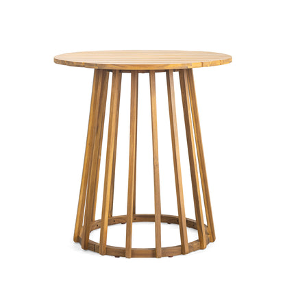 Outdoor 3-Pieces Acacia Wood Dining Set,Round Bistro Set, Teak image 6