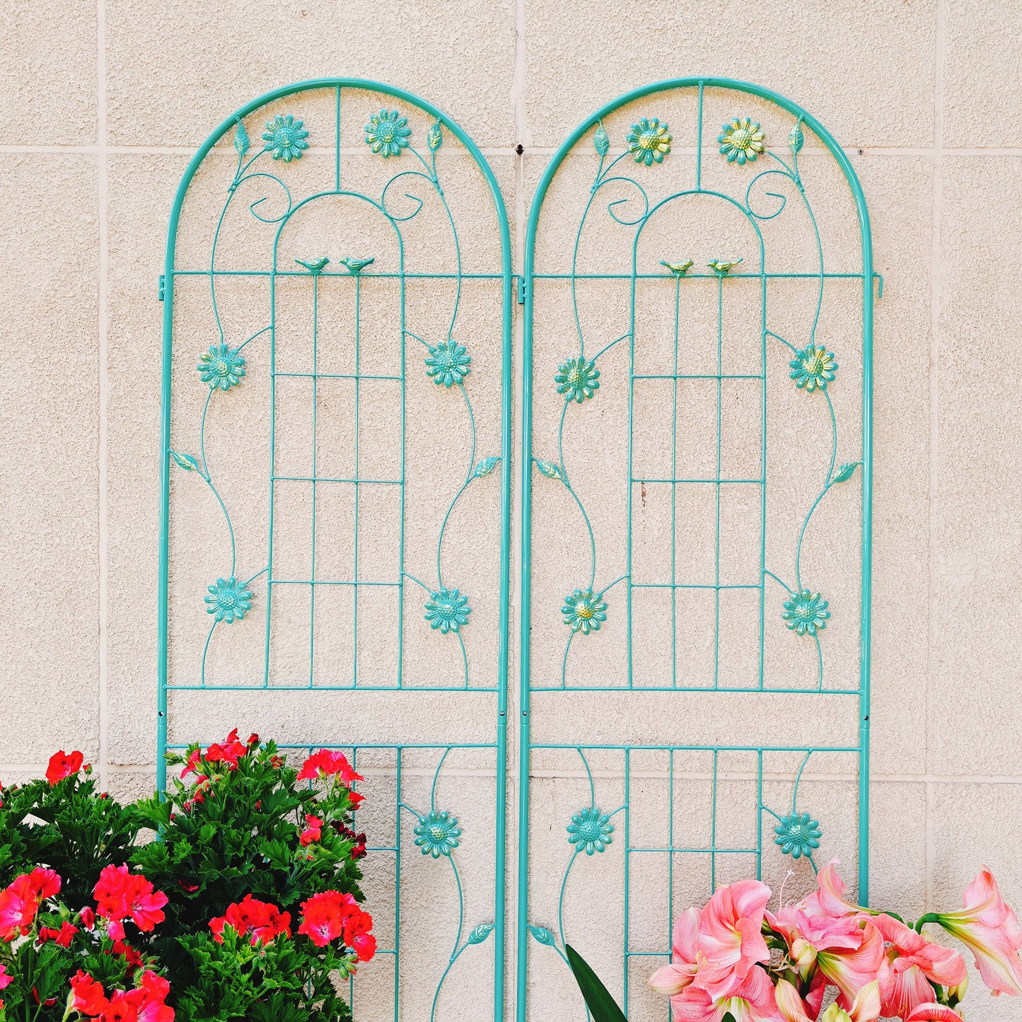4 Pack Metal Garden Trellis 71" x 19.7" Rustproof Trellis for Climbing Plants Outdoor Flower Support Green image 9