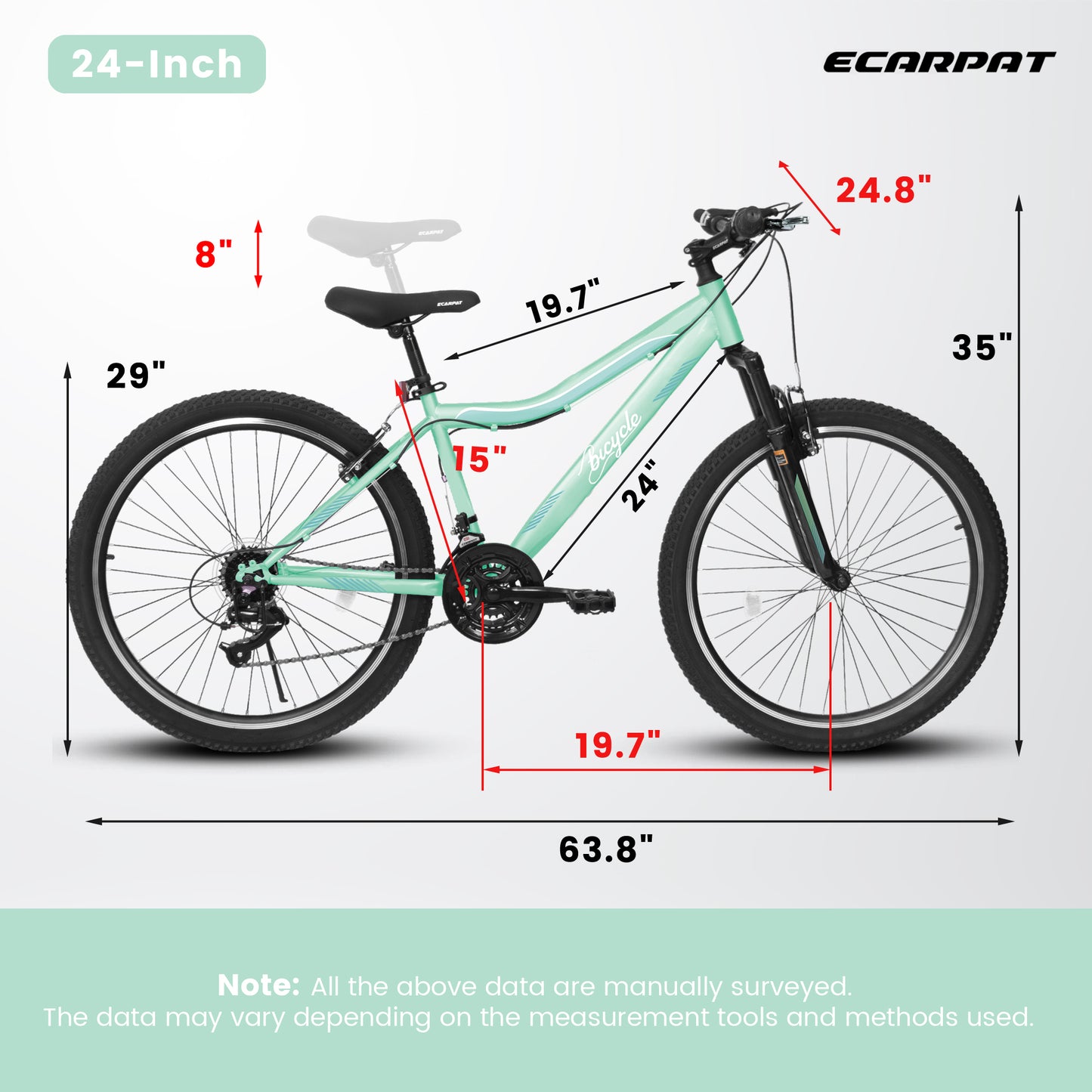 A24208D Mountain Bike 24/26 Inch, High-Density Carbon Steel Frame, 21 Speed, Front Suspension, Dual V-Brakes, 80% Pre-Assembled for Men Women Teens image 6