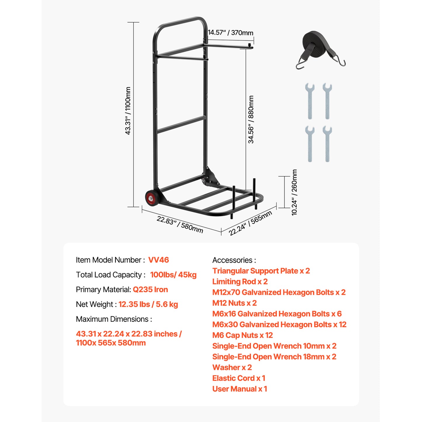 Folding Chair Rack Cart for 10 Chairs of 100 LBS Push-Style Chair Dolly image 11