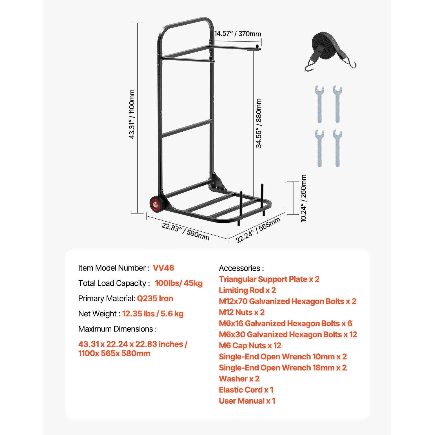 Folding Chair Rack Cart for 10 Chairs of 100 LBS Push-Style Chair Dolly image 11