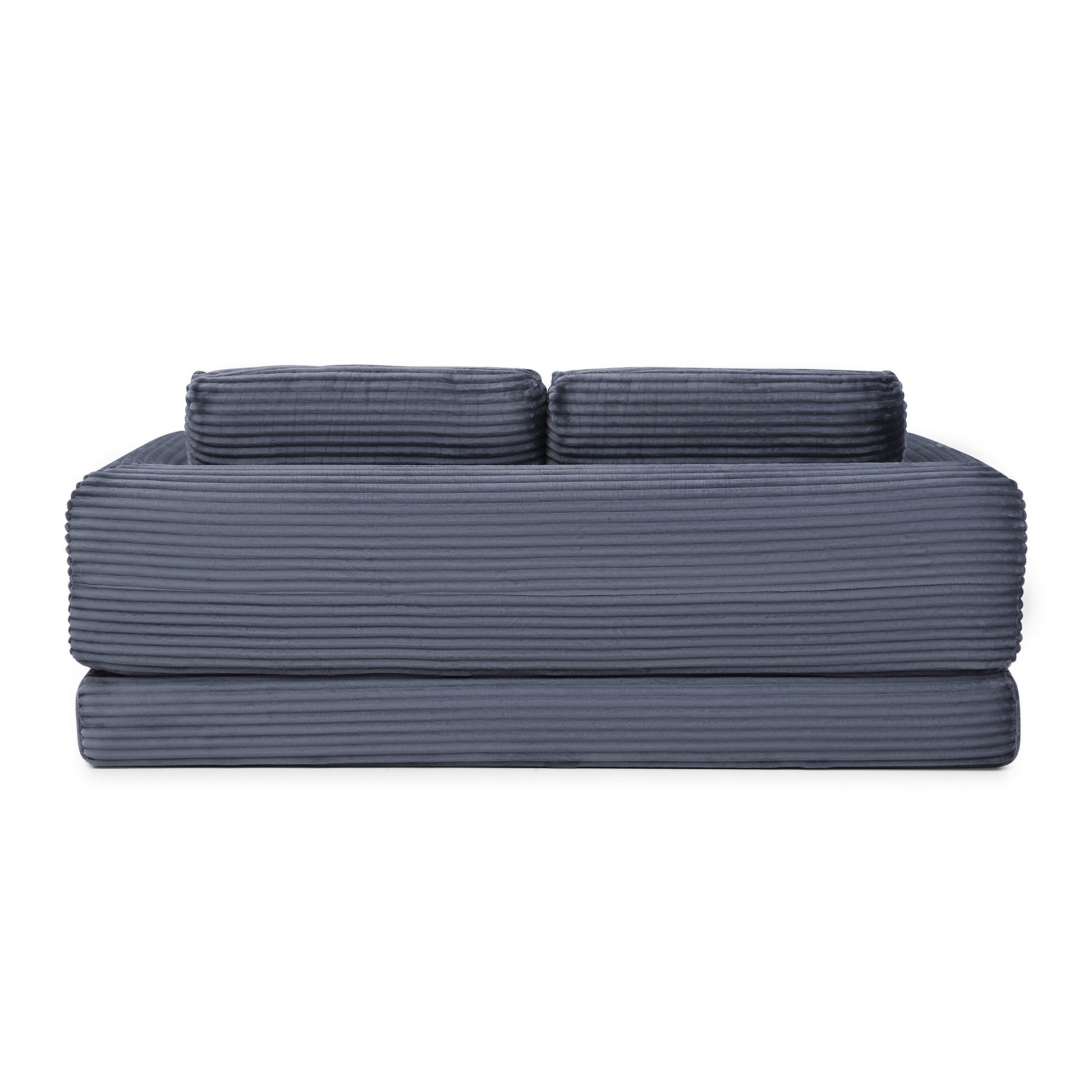 2-in-1 Folding Convertible Sofa Bed, Modern Corduroy Sleeper Couch with 2*pillows, Futon Modular Upholstered Boneless Sofa with Pull-Out Bed,Folding Floor Modular Couch for Living Room Grey image 11