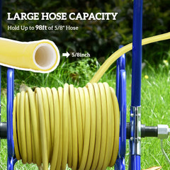 Outsunny Garden Hose Reel Cart, Hold Up to 98' of 5/8" Hose (Hose Not Included), Portable Water Hose Cart with Wheels for Yard, Lawn, Blue