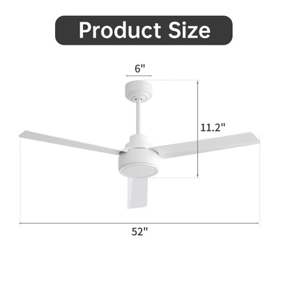 (Same as W882P164177) 52" Ceiling Fan Without Light, 3 ABS Blades with Remote Control 6-speed Reversible DC Motor White for Living Room, Bedroom, Kitchen image 8
