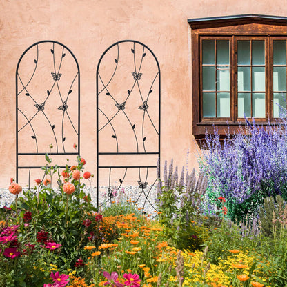 2 Pack Metal Garden Trellis 71" x 19.7" Rustproof Trellis for Climbing Plants Outdoor Flower Support Butterfly Deco Black image 7