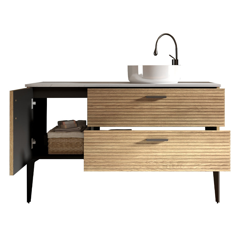 Emilia 48" Striped Natural Oak Bathroom Vanity with Sink, without drainage and faucet, Freestanding Bathroom Cabinet for Modern Bathroom, KD image 8