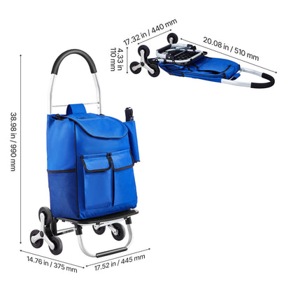 Stair Climbing Cart Foldable Shopping Cart 36L with 6 Wheels Storage Bag image 7