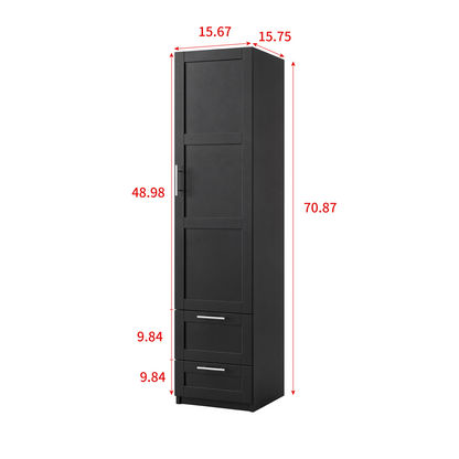 Standard kitchen Pantry,Tall Cabinet,Freestanding Cabinet with one door and two drawers for Kitchen, Dining Room, BLACK image 4